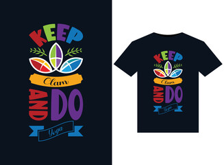 Keep Clam And Do Yoga vector illustration for print-ready T-Shirt design