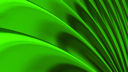 Fototapeta na wymiar Green chrome metallic background, shiny striped 3D metal abstract background