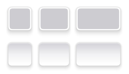 White buttons for user interface, simple csquare and rectangle 3D modern design for mobile, web, social media, business