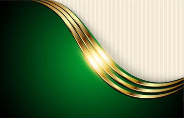 Business background with gold shiny wave on green