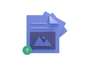 3D Render image icon or picture with upload icon