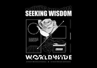 Aesthetic illustration of rose flower t shirt design, vector graphic, typographic poster or tshirts street wear and Urban style