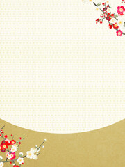 Oriental background material with red and white plum blossoms