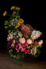 jesienny bukiet, kompozycja kwiatowa z jesiennych kwiatów, boho bukiet, autumn bouquet - obrazy, fototapety, plakaty