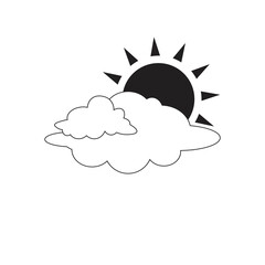 Weather sun and cloud illustration with flat design