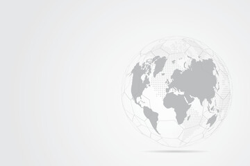 Abstract mash line and point scales on white background with Global. Wire frame 3D mesh polygonal network line, design sphere, dot and structure. Vector illustration eps 10.
