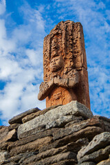 Rey Zots Choj Muan: Escultura Estela maya en Tonina, Ocosingo, Chiapas, México.