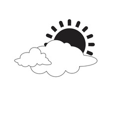 Weather sun and cloud illustration with flat design