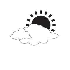 Weather sun and cloud illustration with flat design