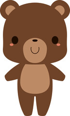 Cute brown bear cartoon character. Flat design illustration.	