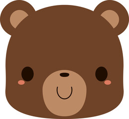 Cute brown bear cartoon character. Flat design illustration.	