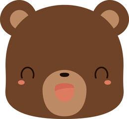 Cute brown bear cartoon character. Flat design illustration.	