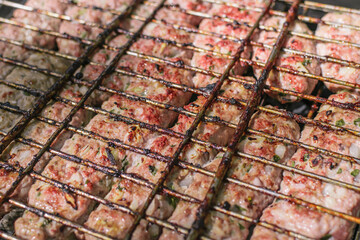 Cooking kebab on the grill