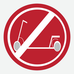prohibited kick scooter sticker restriction scooter ban sign vector icon
