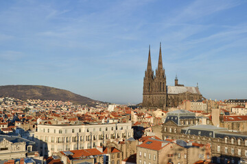 view of Clermont-Ferrand cathedral and the city