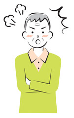 怒っている私服の高齢の男性　3c