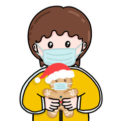 Facemask girl with facemask gingerbread