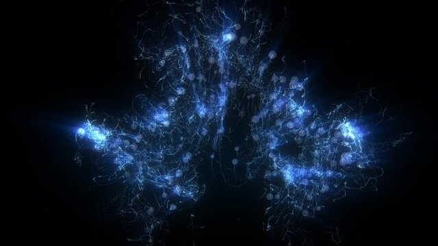 Abstract fantastic background shiny particles dust and energy flow loop