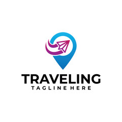 traveling logo concept, point traveling design template