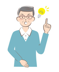 閃いた私服の高齢の男性