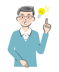 閃いた私服の高齢の男性