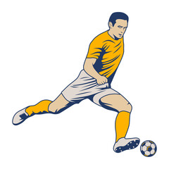 Fototapeta na wymiar Football and soccer player isolated. Soccer player illustration football players kick and dribble.