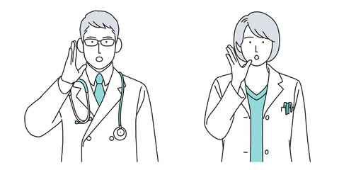 人物イラスト 医師 男女 正面 シンプル