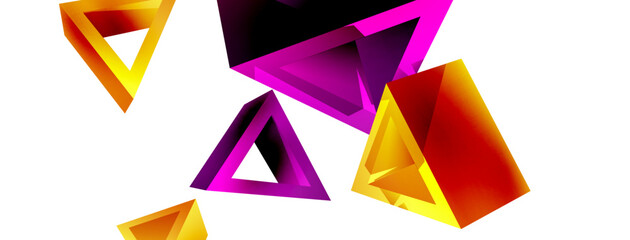 3d triangle abstract background. Basic shape technology or business concept composition. Trendy techno business template for wallpaper, banner, background or landing