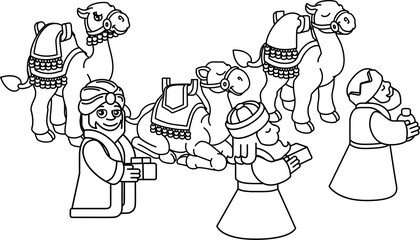 Wise Men Christmas Nativity Scene Cartoon