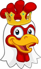 King Chicken Rooster Cockerel Bird Crown Cartoon