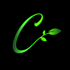 Letter C leaf Monogram Initial Logo