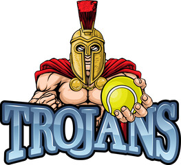 Trojan Spartan Tennis Sports Mascot