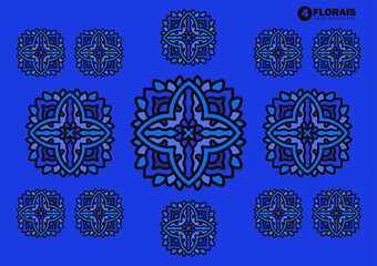 Florais Mandala Ornament Patern Blue for background design