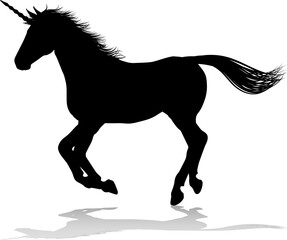 Fototapeta na wymiar Unicorn Silhouette Horned Horse