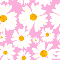 Obraz premium Seamless chamomile flower.Floral pattern for printing. Vector pattern