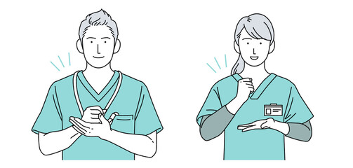 人物イラスト 看護師 男女 正面