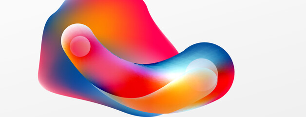 Fluid abstract background. Liquid color gradients composition. Round shapes and circle flowing design for wallpaper, banner, background or landing