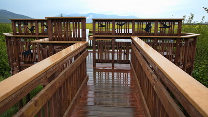 Boardwalk in Potter Marsh Bird Sanctuary at Anchorage in Alaska, United States,North America
