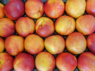 Apples close-up in background in supermarket