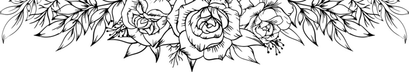 outline flower border frame decoration