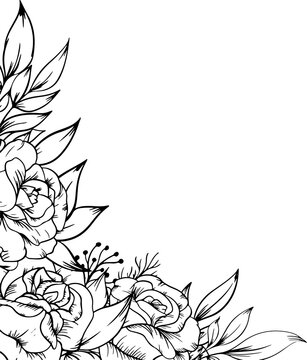 outline flower border frame decoration