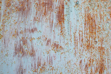 Rusty metal texture background. Old grunge corrosion surface. Light blue metal texture with...