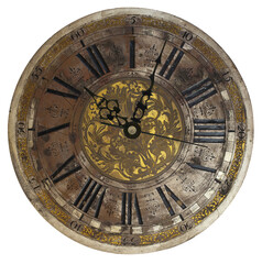 Fototapeta na wymiar Vintage clock isolated on transparent background