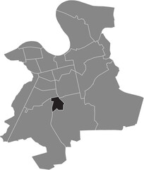 Black flat blank highlighted location map of the 
CARL-ULRICH-SIEDLUNG DISTRICT inside gray administrative map of Offenbach am Main, Germany