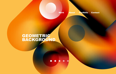 Website landing page abstract geometric background. Circles and round shapes. Web page for website or mobile app wallpaper