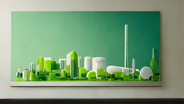 Cityscape with green energy concept created by MidJourney AI