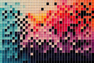 Fototapeta premium Tiny squares different color pattern background. Colorful hd wallpaper