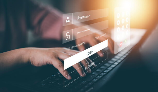Security password login online concept  Hands typing and entering username and password of social media, log in with smartphone to an online bank account, data protection from hacker
