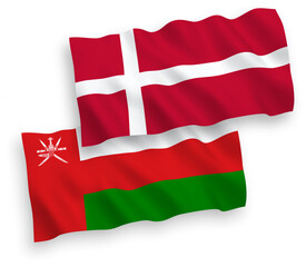 Flags of Denmark and Sultanate of Oman on a white background