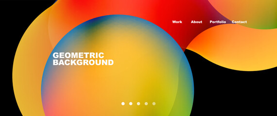 Flowing gradient colors and round elements and circles. Vector illustration for wallpaper, banner, background, leaflet, catalog, cover, flyer